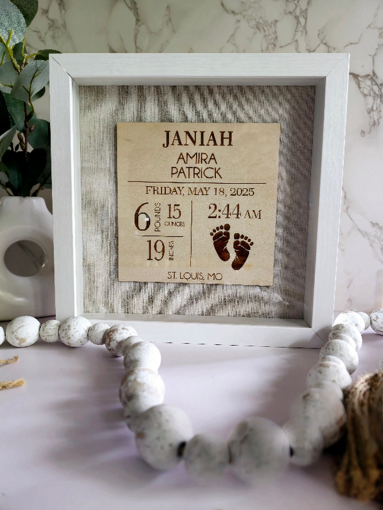 Personalized Baby Stats Shadow Box