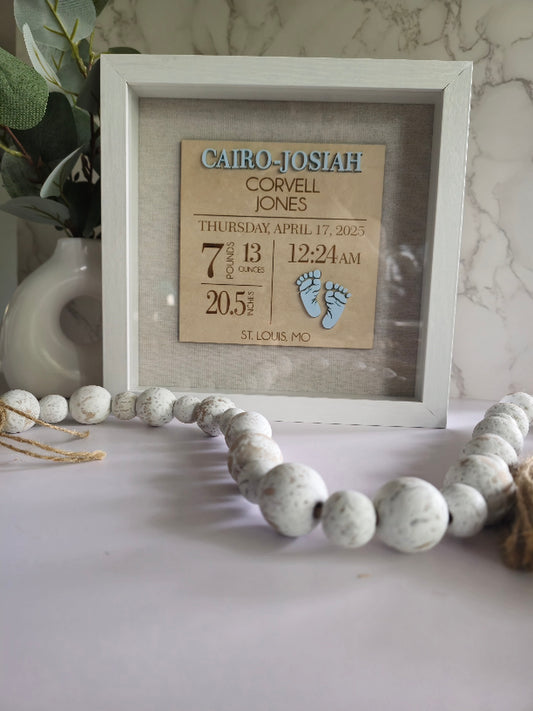 Personalized Baby Stats Shadow Box