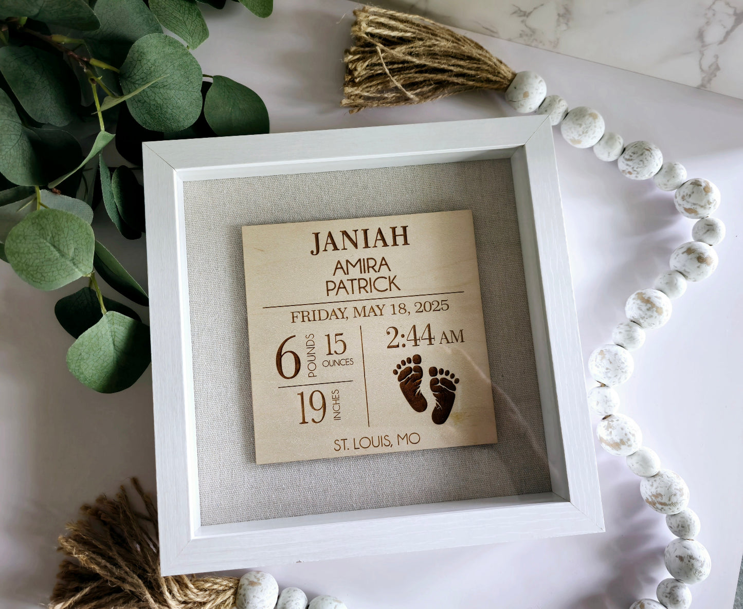 Personalized Baby Stats Shadow Box