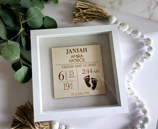 Personalized Baby Stats Shadow Box